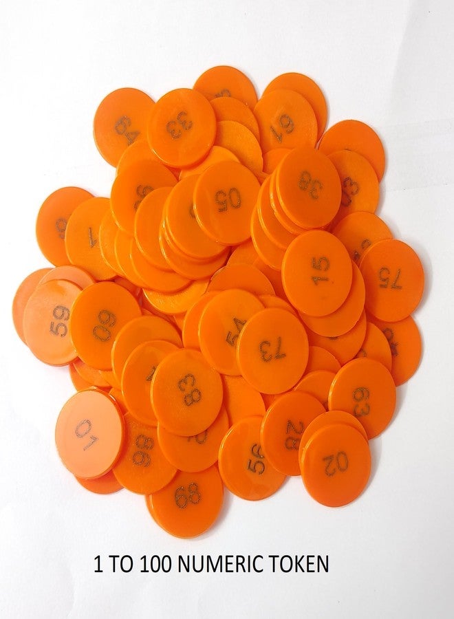 MOREL Embossed 1 to 100 Numerical Plastic Round Shape Token Coin(31MM) USE for Shop, Board Games, Stores, House, School ETC.(Orange Color), - Image 2